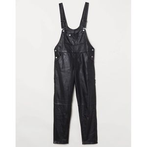 Moschino x H&M Black Leather Bib Overalls